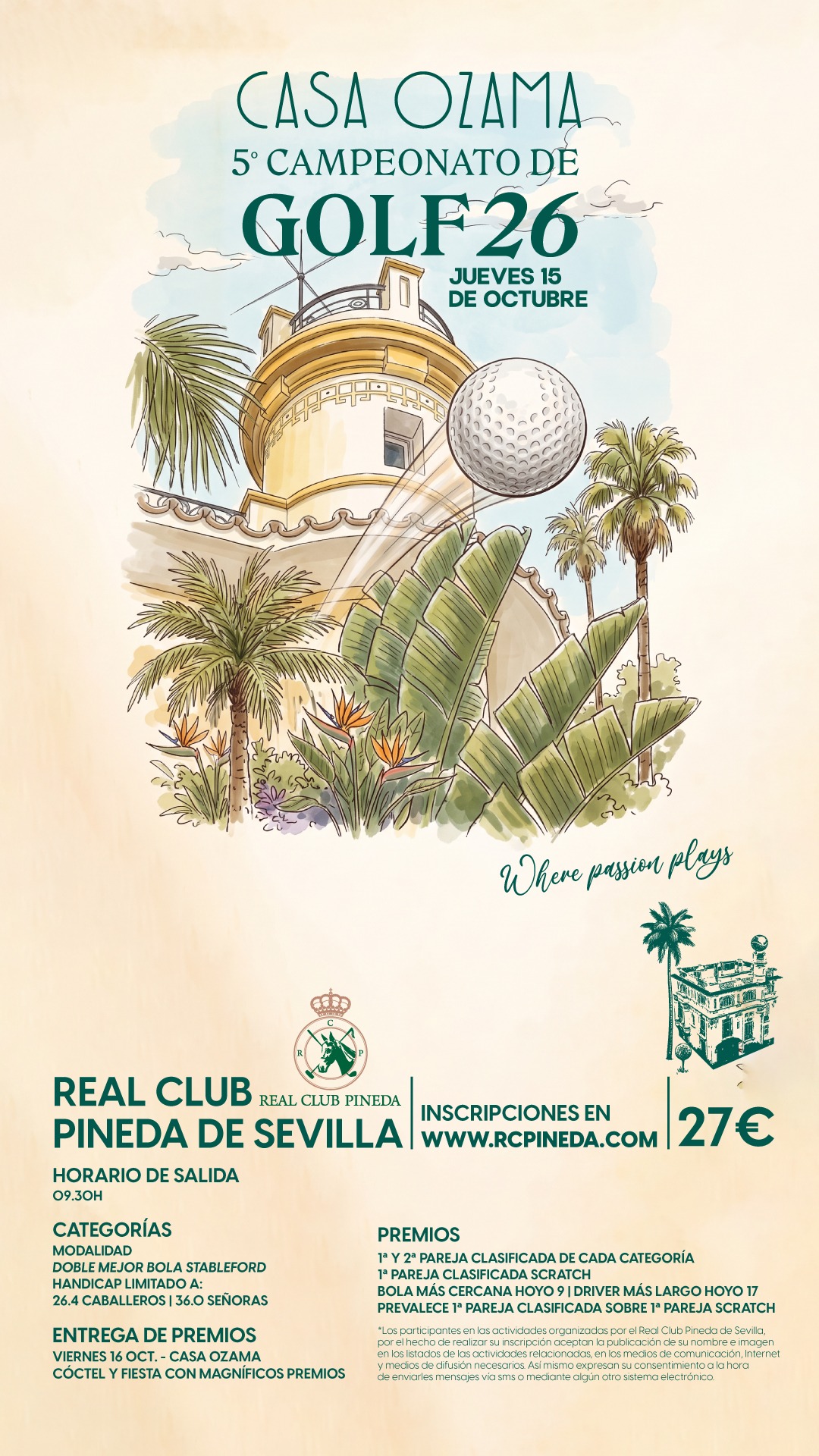 Cartel del campeonato de golf Casa Ozama 2026