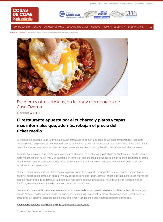 Sevilla Cosas de Comé - 3/10/2024