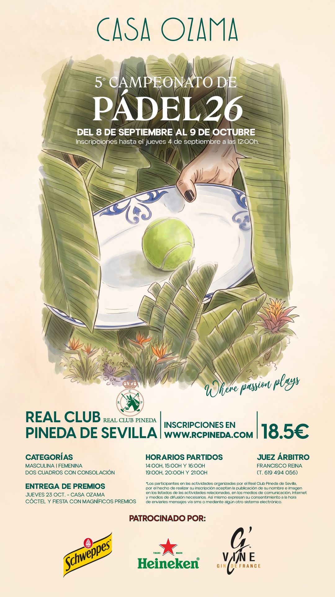 Cartel del campeonato de pádel Casa Ozama 2026