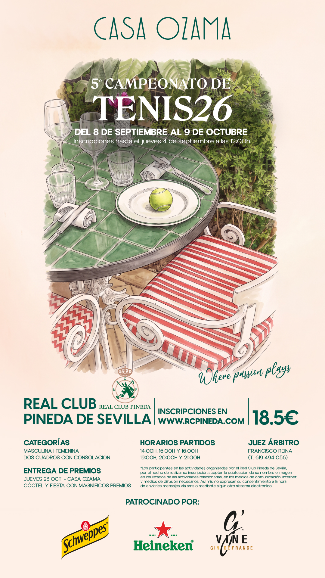 Cartel del campeonato de tenis Casa Ozama 2026